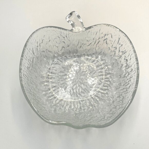 Vintage Apple Shaped Glass Bowl Dish Salad Fruit Dessert Textured Italy ~ 9" D - Picture 1 of 3
